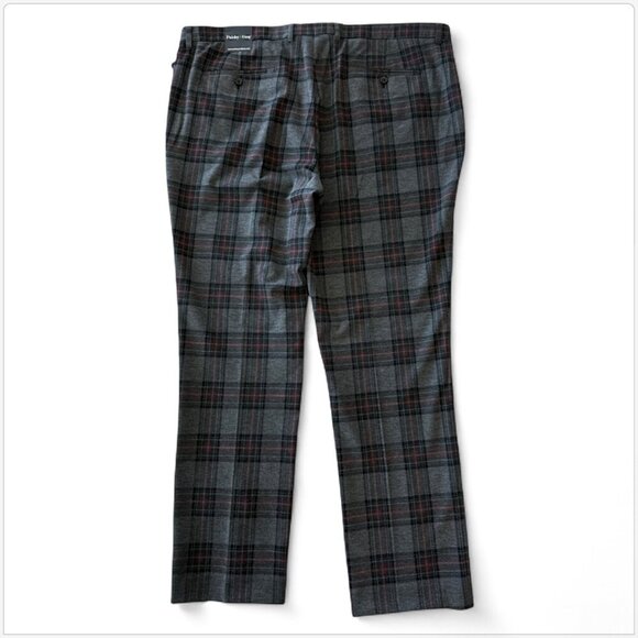 Paisley & Gray Downing Slim Stretch Tartan Plaid Charcoal Pants NWT New 42 x 32 - Picture 6 of 6